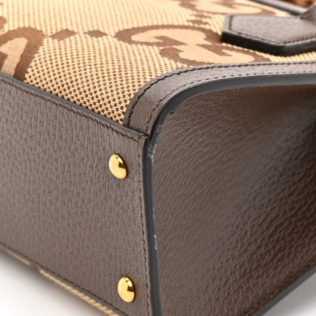 Gucci Monogram Jumbo GG Textured Dollar Calfskin Mini Diana Tote Bag Camel Ebony New Acero Pomegranate Red