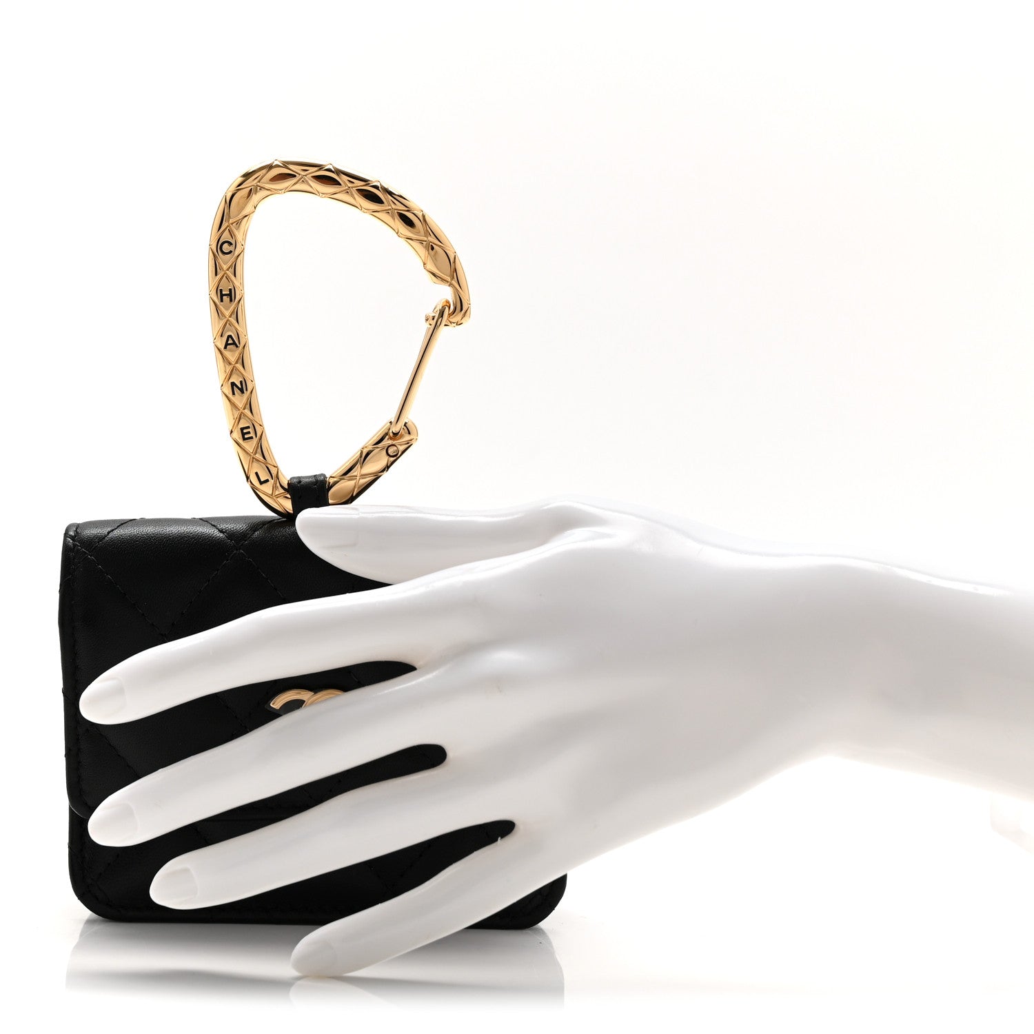 Chanel Lambskin Quilted CC Hook Card Holder Black