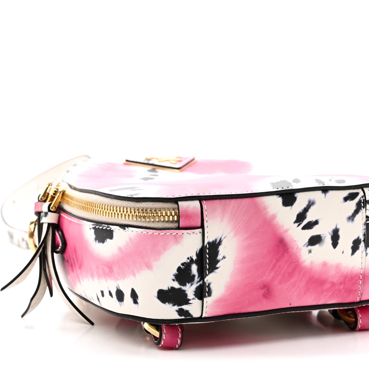 Prada City Calfskin Tie Dye Print Mini Odette Backpack White Pink Black