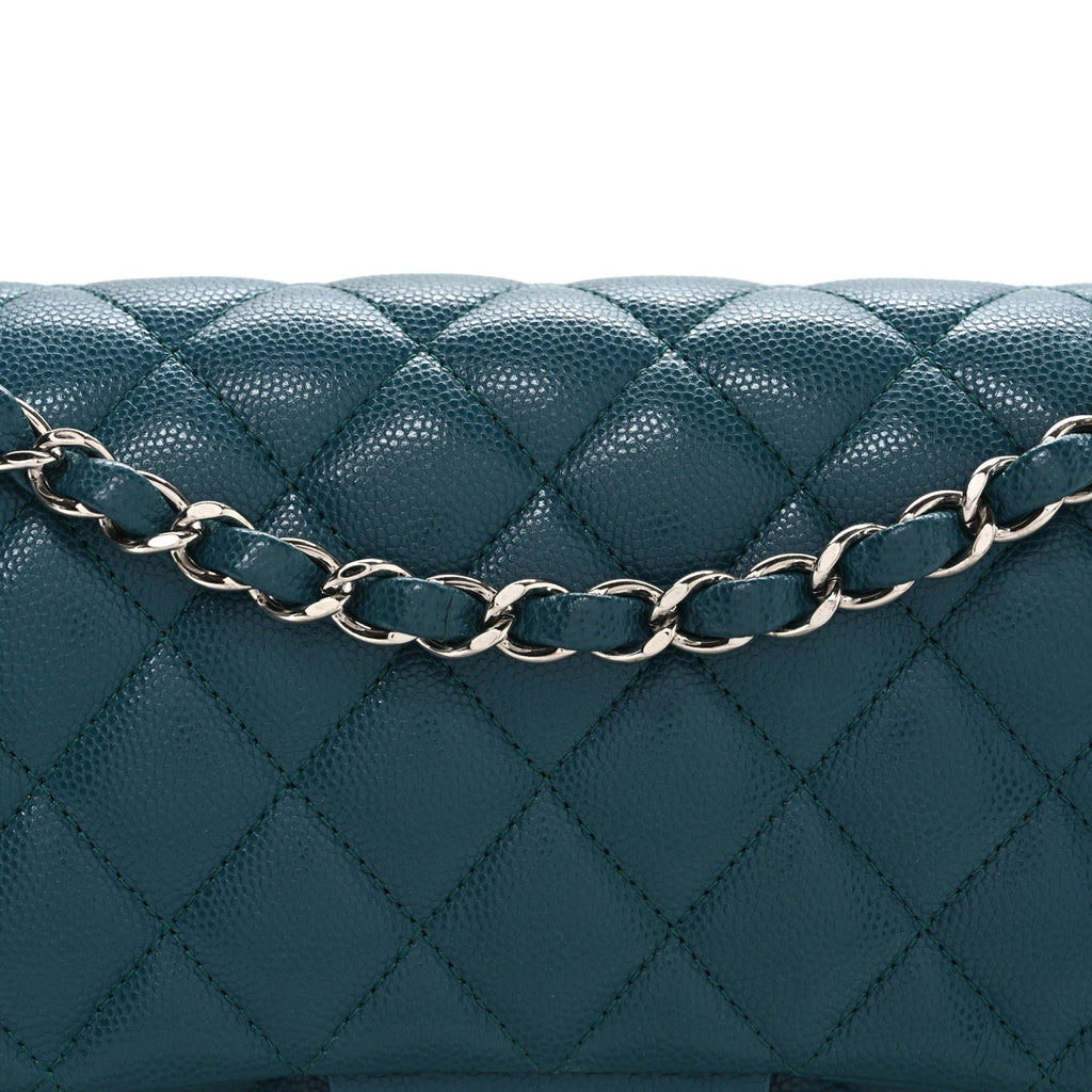Chanel Caviar Quilted Medium Double Flap Dark Turquoise