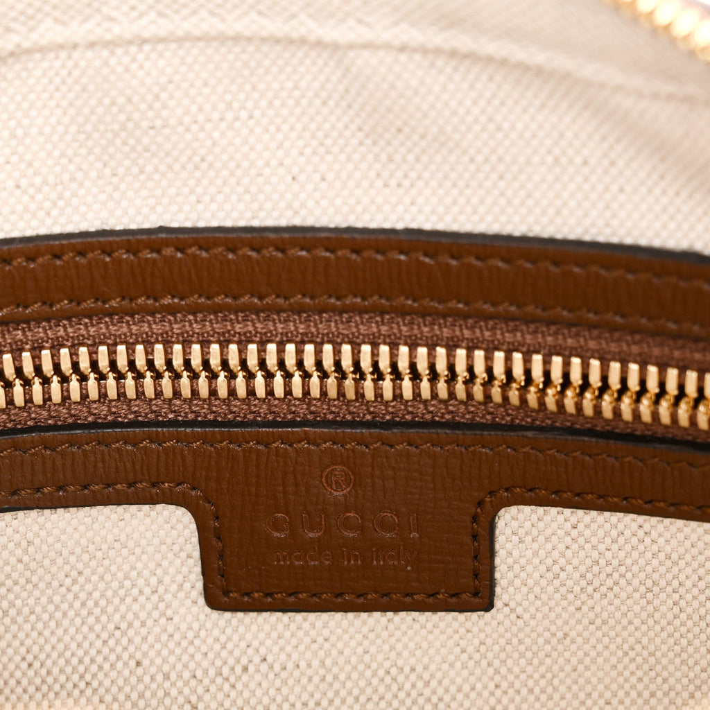 Gucci GG Supreme Monogram Azalea Calfskin Retro Interlocking G Messenger Shoulder Bag Beige Ebony Brown Sugar