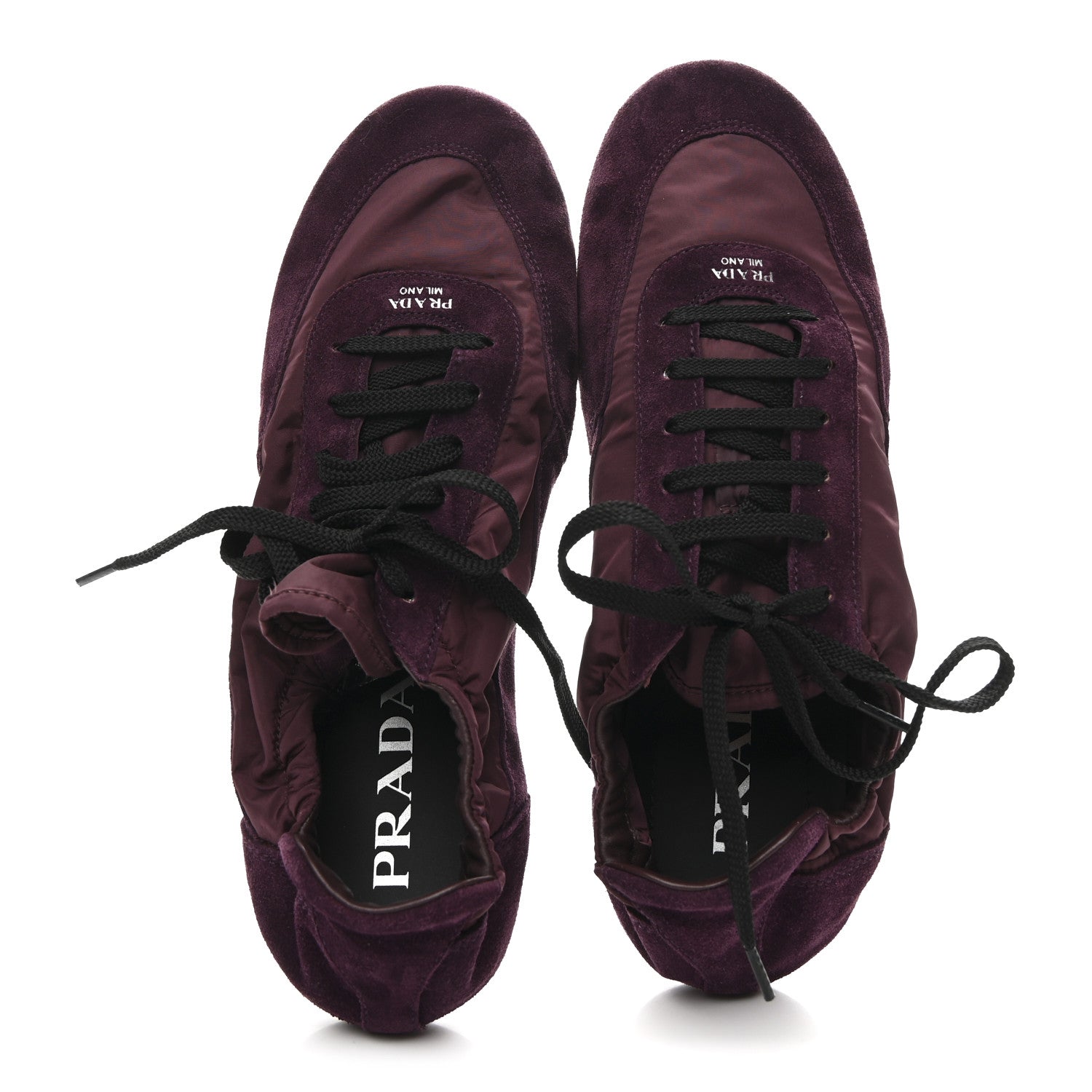 Prada Re-Nylon Suede Collapse Sneakers 39.5 Bordeaux