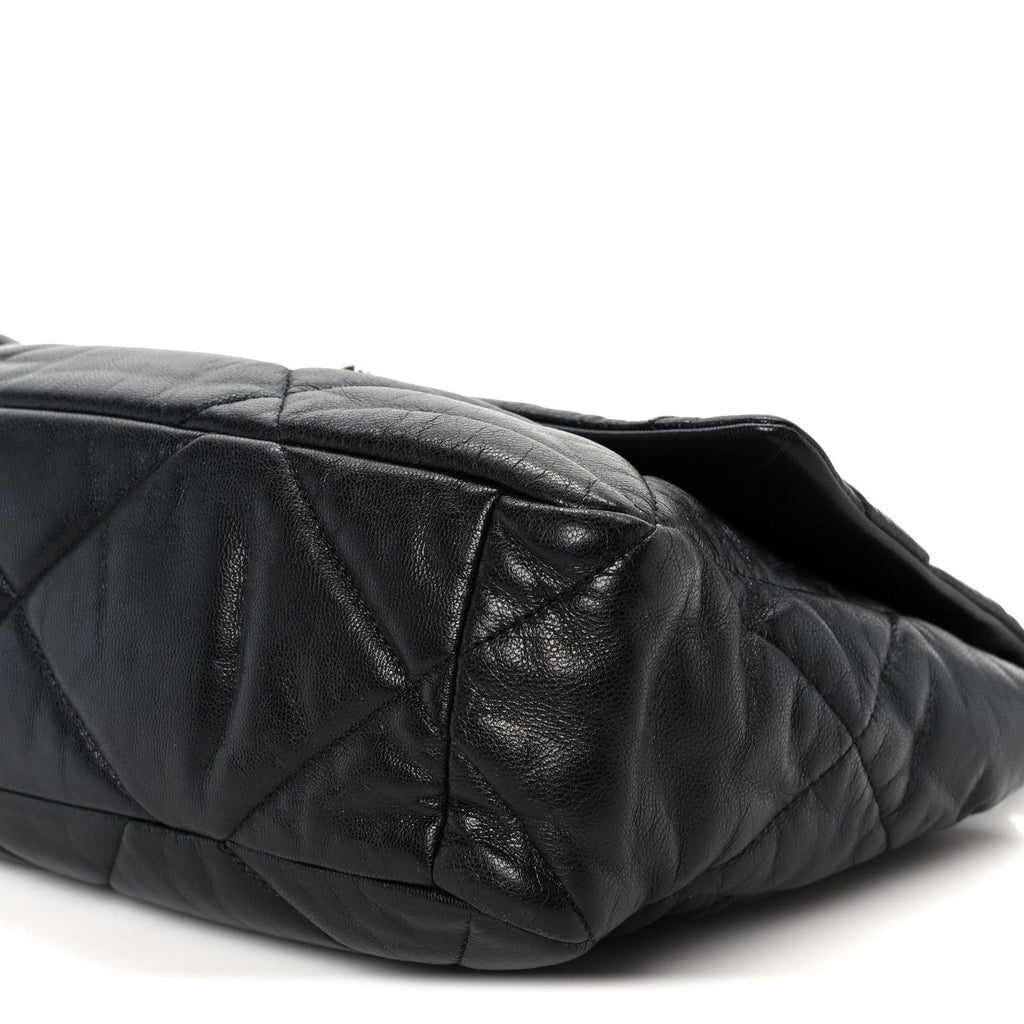 Chanel Shiny Goatskin Quilted Large Chanel 19 Flap Black