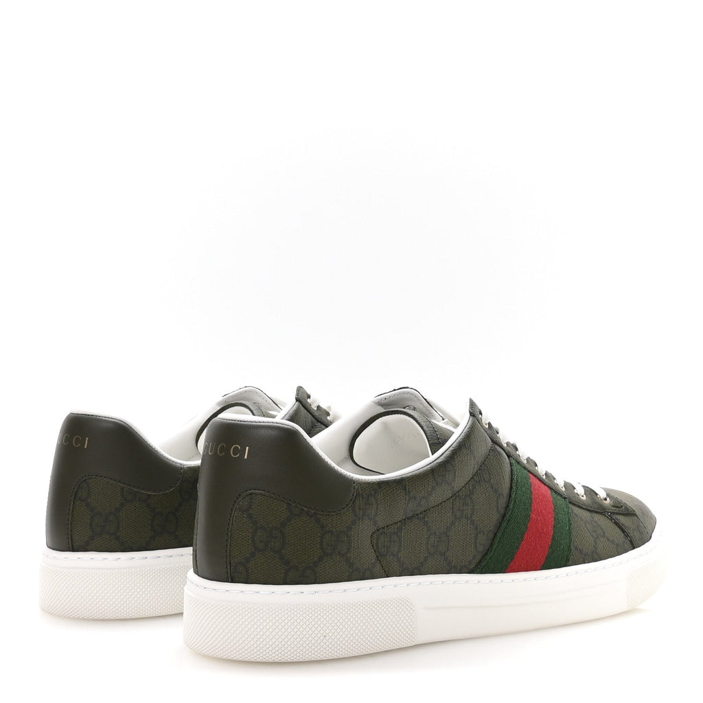 Gucci GG Supreme Monogram Web Mens New Ace Sneakers 11 Green