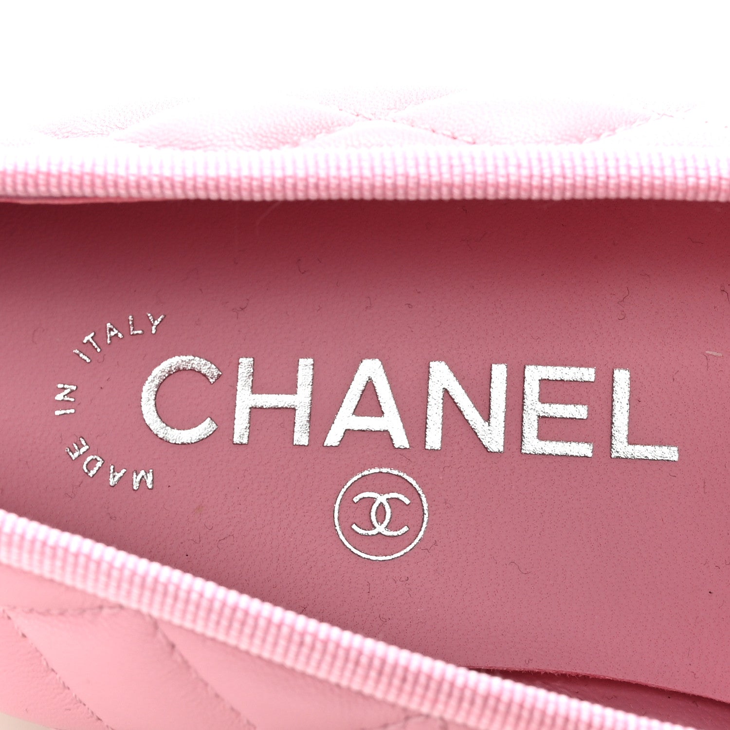 Lambskin Quilted CC Cap Toe Ballerina Flats 37.5 Pink Black