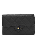 Caviar Quilted Medium Flap Wallet Black
