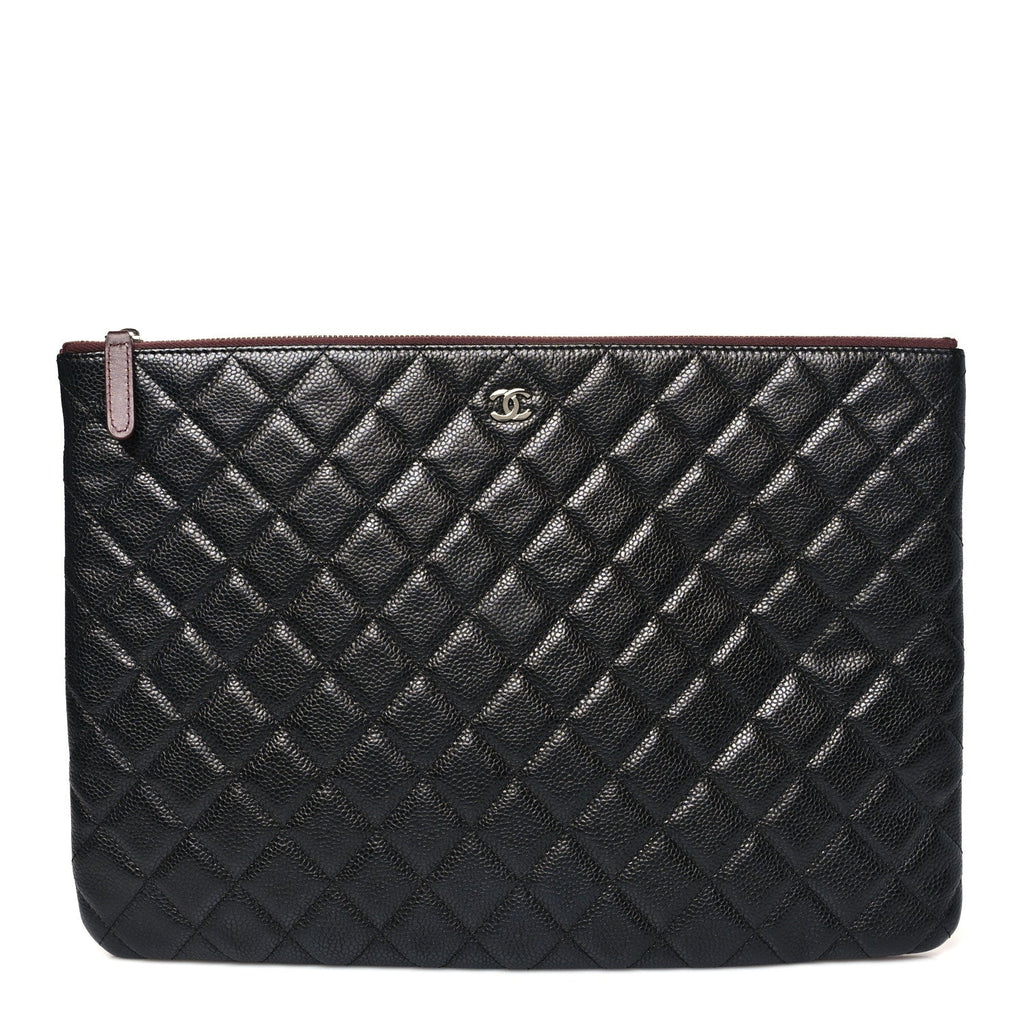 Caviar Quilted Large Cosmetic Case Black