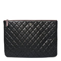 Caviar Quilted Large Cosmetic Case Black