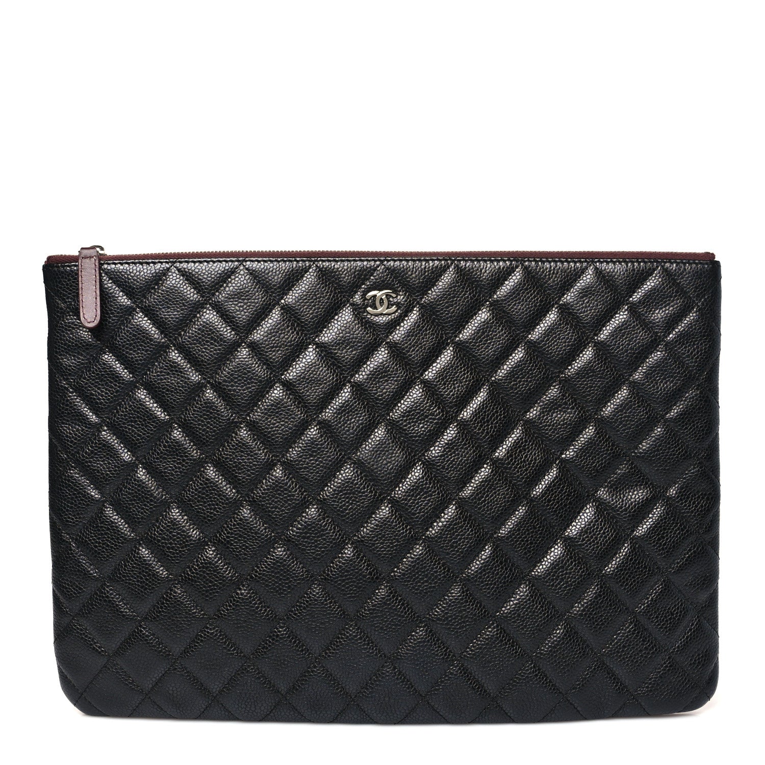 Caviar Quilted Large Cosmetic Case Black