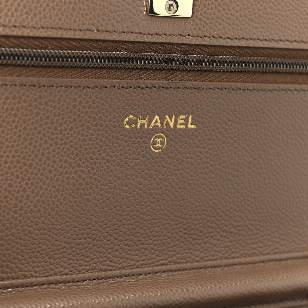 Chanel Caviar Quilted CC Turnlock Wallet On Chain WOC Brown