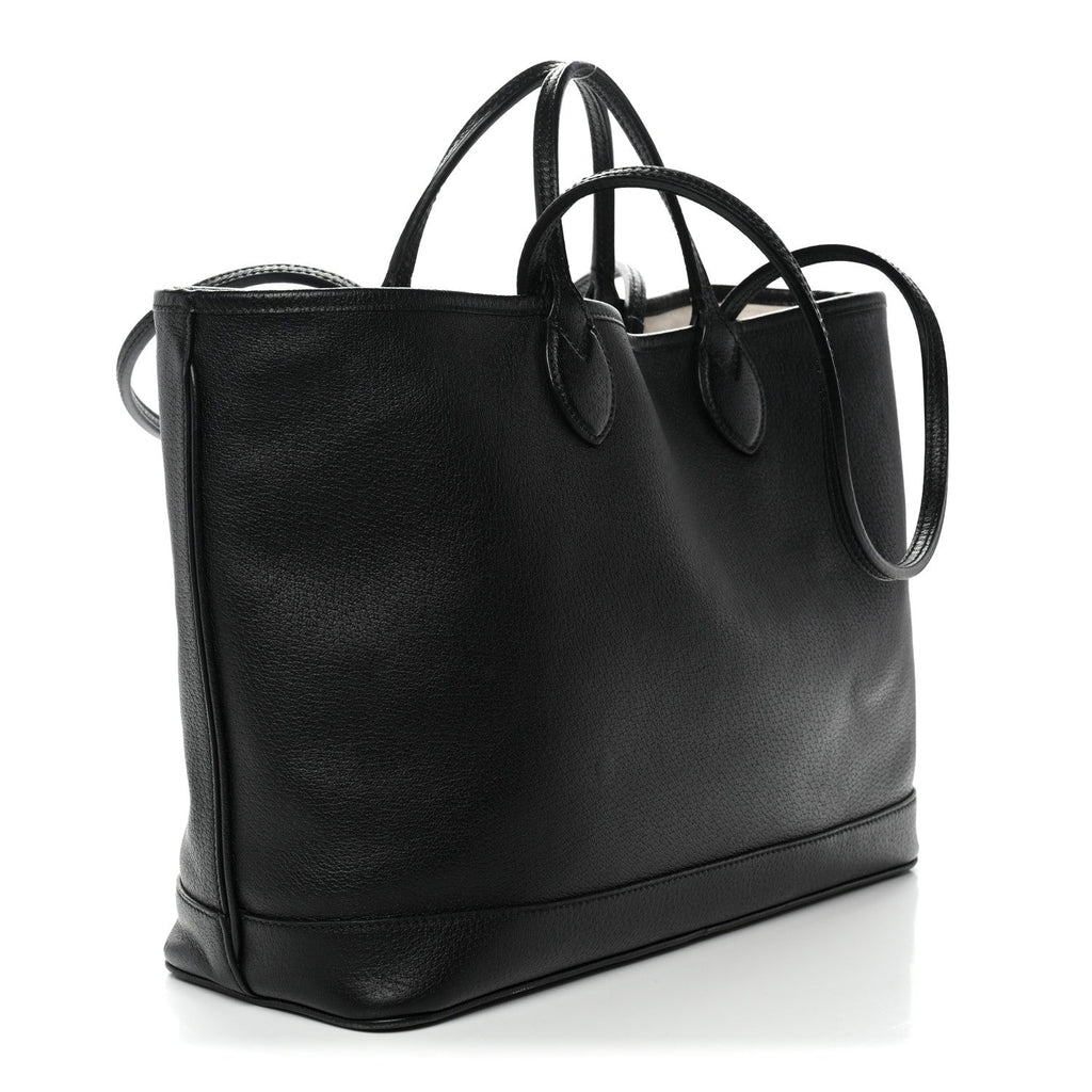 Gucci Textured Dollar Calfskin Medium Ophidia Shoulder Tote Bag Black