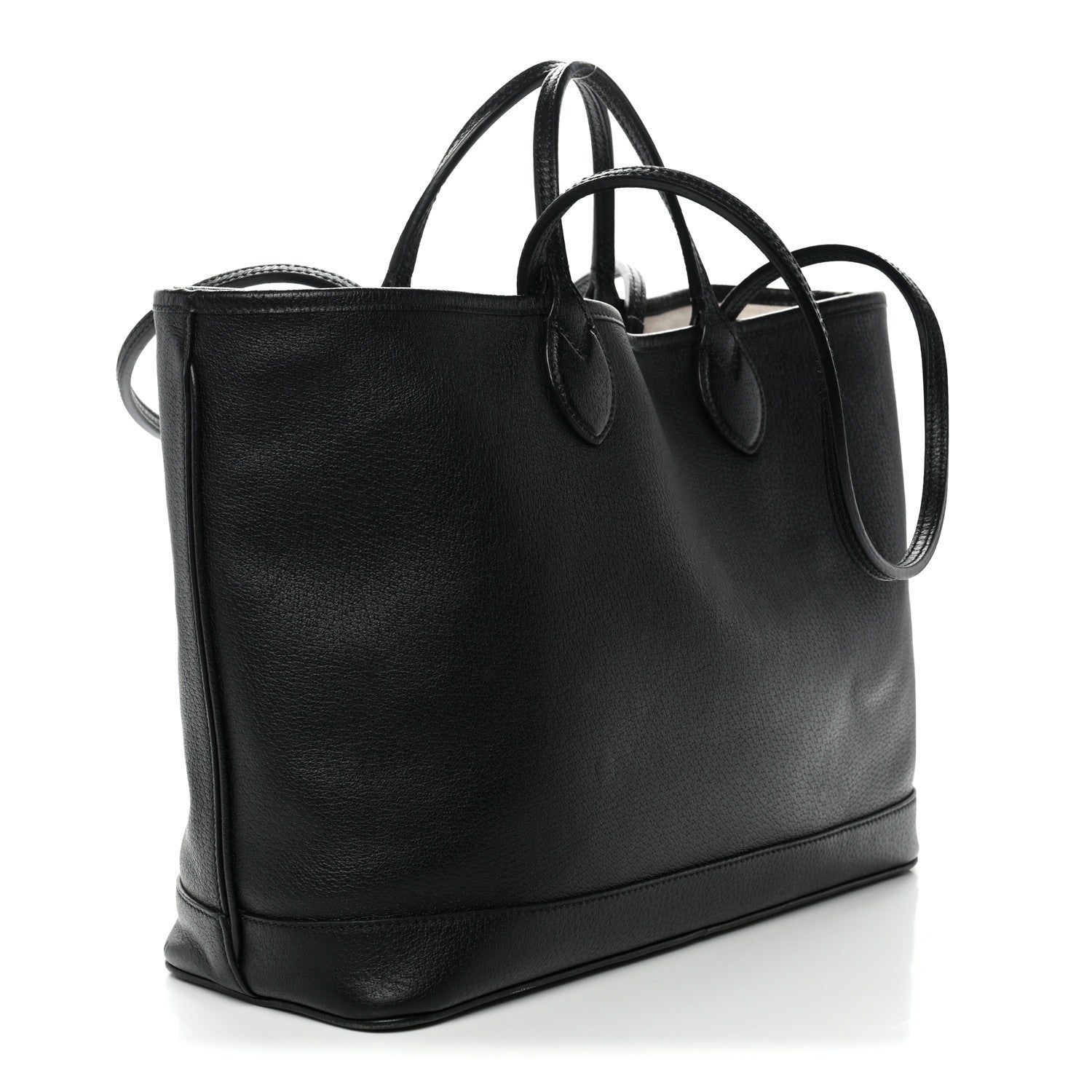 Gucci Textured Dollar Calfskin Medium Ophidia Shoulder Tote Bag Black