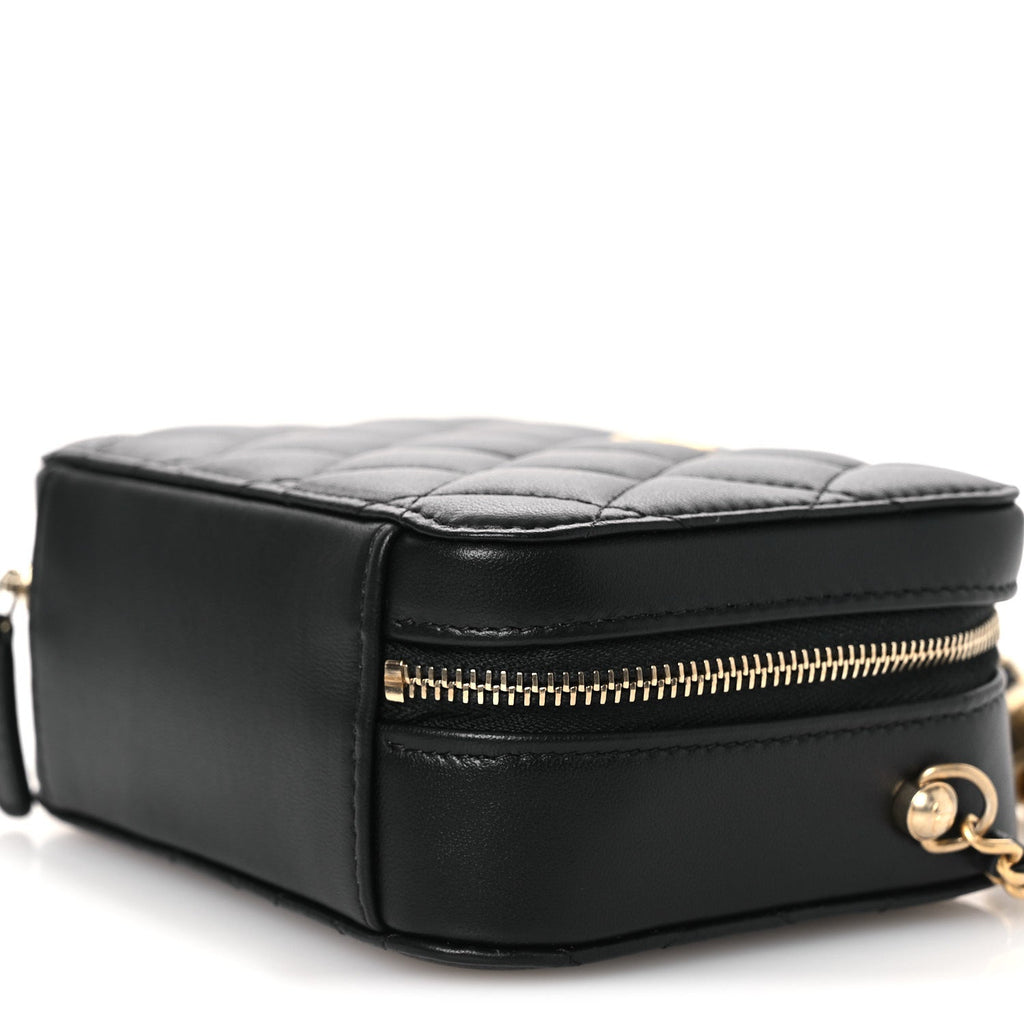 Chanel Lambskin Quilted CC Pearl Crush Camera Case Black