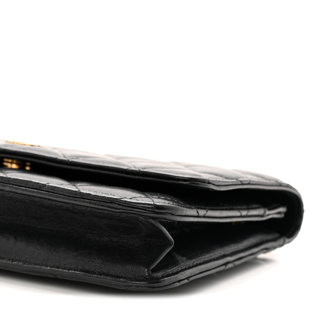 Chanel Lambskin Quilted Wallet On Chain WOC Black