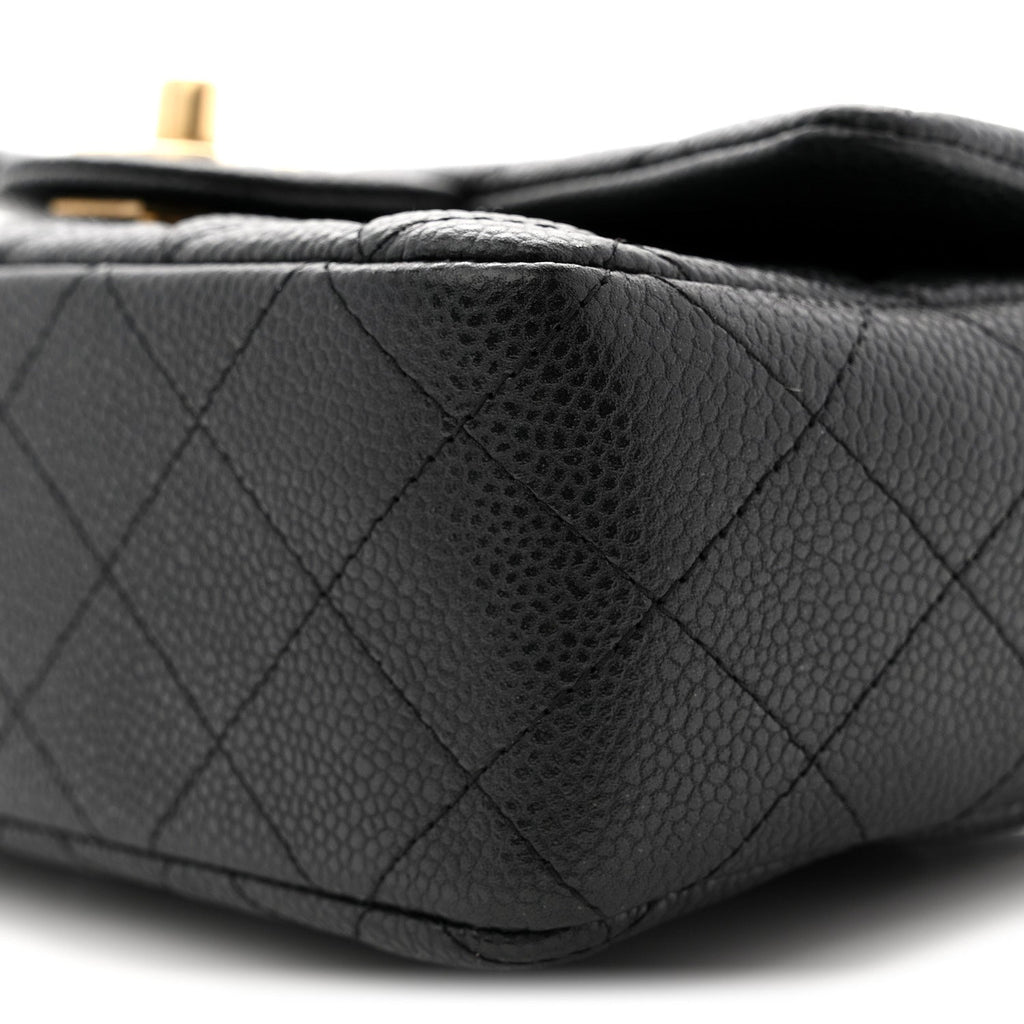 Chanel Metallic Caviar Quilted Mini Rectangular Flap Black
