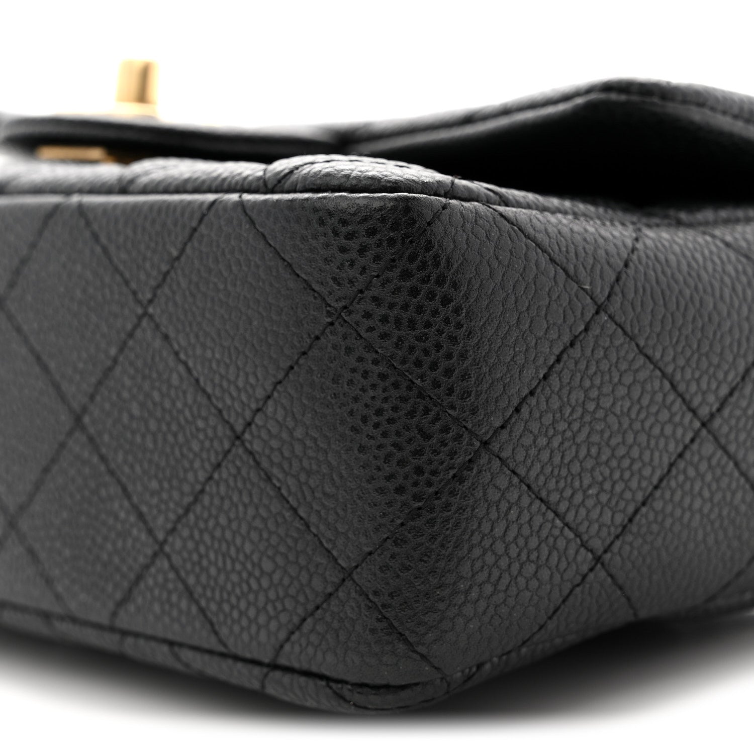 Chanel Metallic Caviar Quilted Mini Rectangular Flap Black