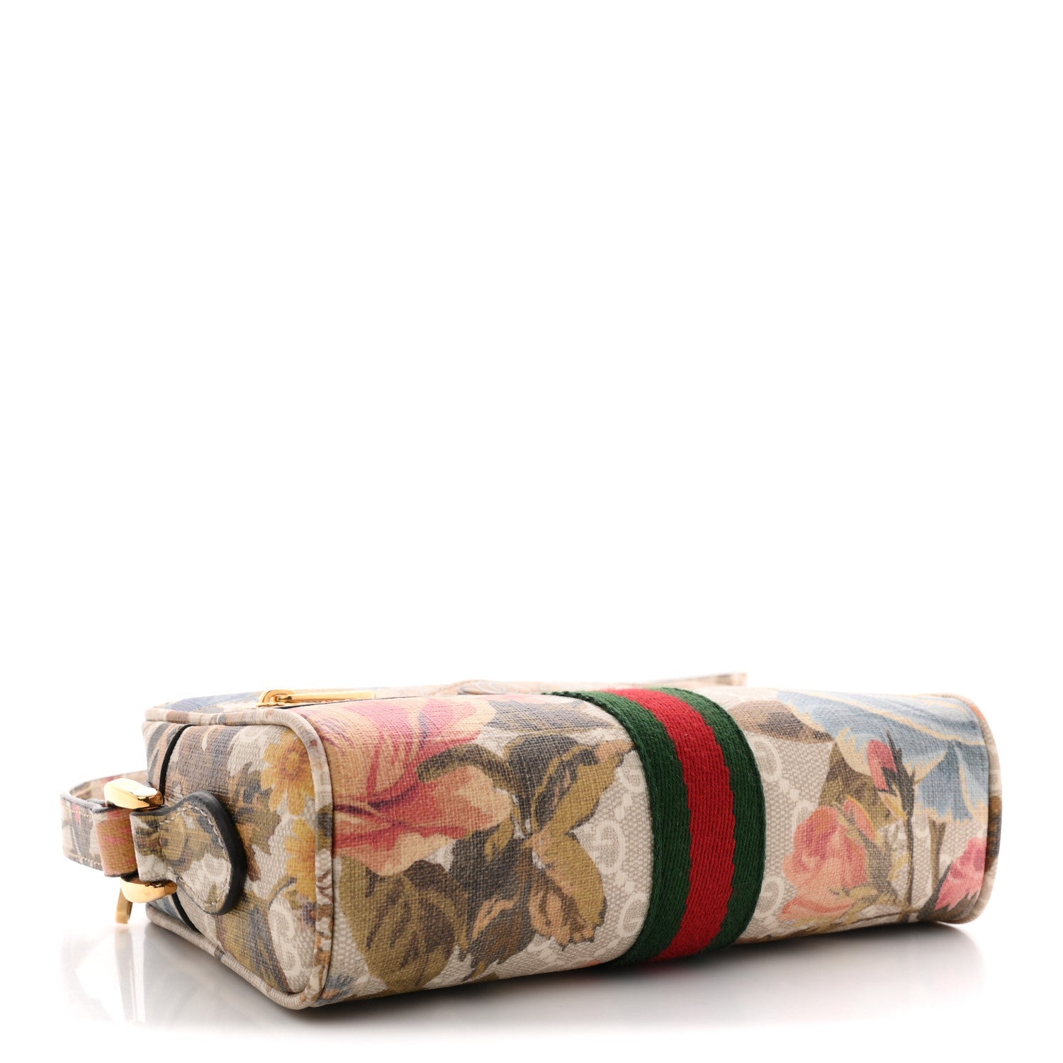 Gucci GG Supreme Monogram Water Flora Web Mini Ophidia Shoulder Bag Beige White Multicolor