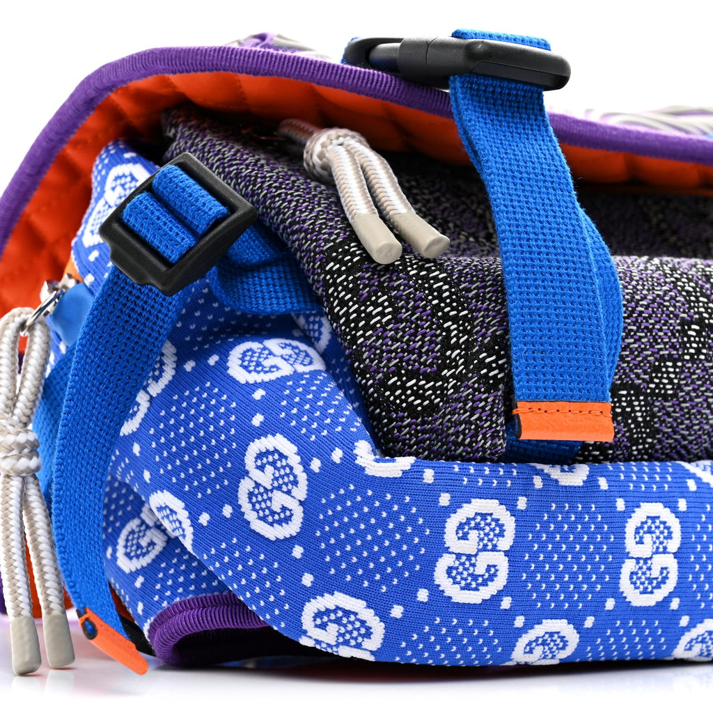 Gucci Jersey GG Monogram All Over Sporty Flap Backpack Blue Multicolor