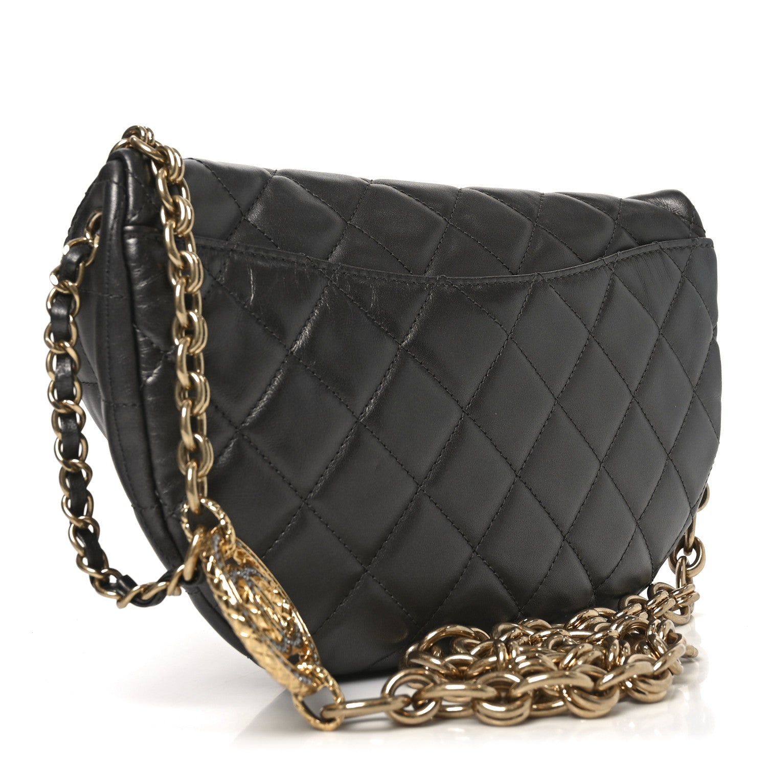 Chanel Metallic Calfskin Pearl Quilted CC Belt Bag Ruthenium