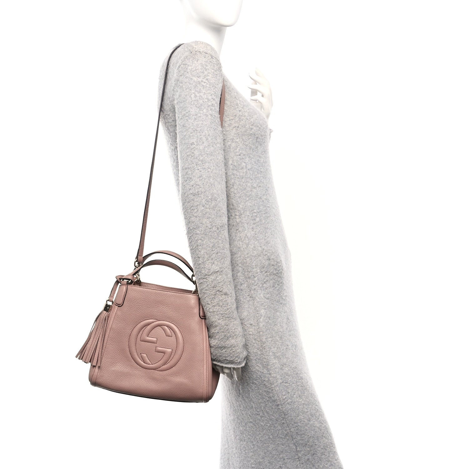 Gucci Pebbled Calfskin Small Soho Shoulder Bag Light Pink