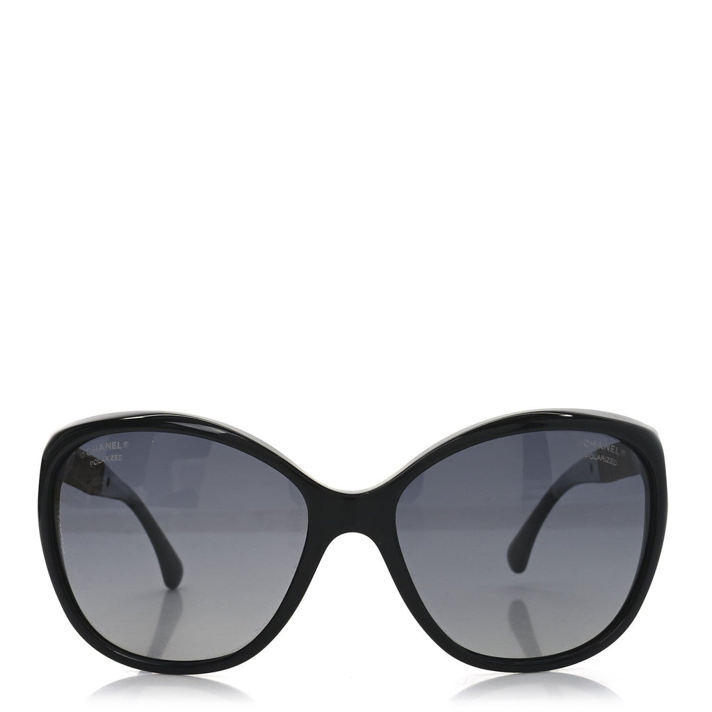 Crystal Baguette Polarized Cat Eye Sunglasses 5309-B Black