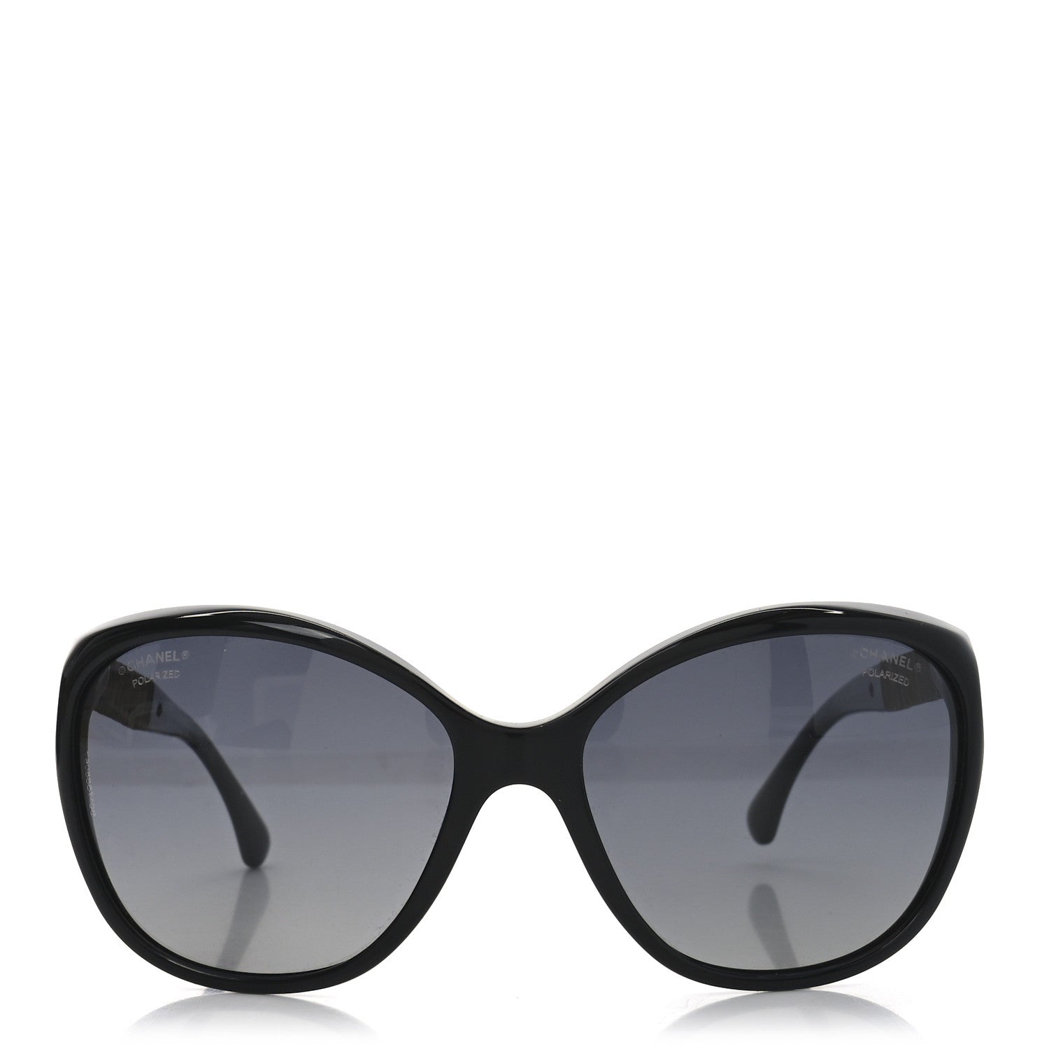 Crystal Baguette Polarized Cat Eye Sunglasses 5309-B Black