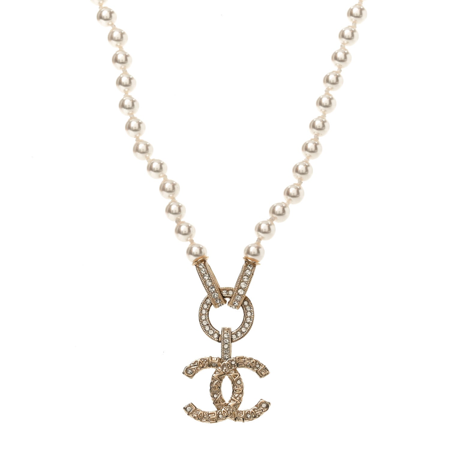 Pearl Crystal CC Short Necklace
