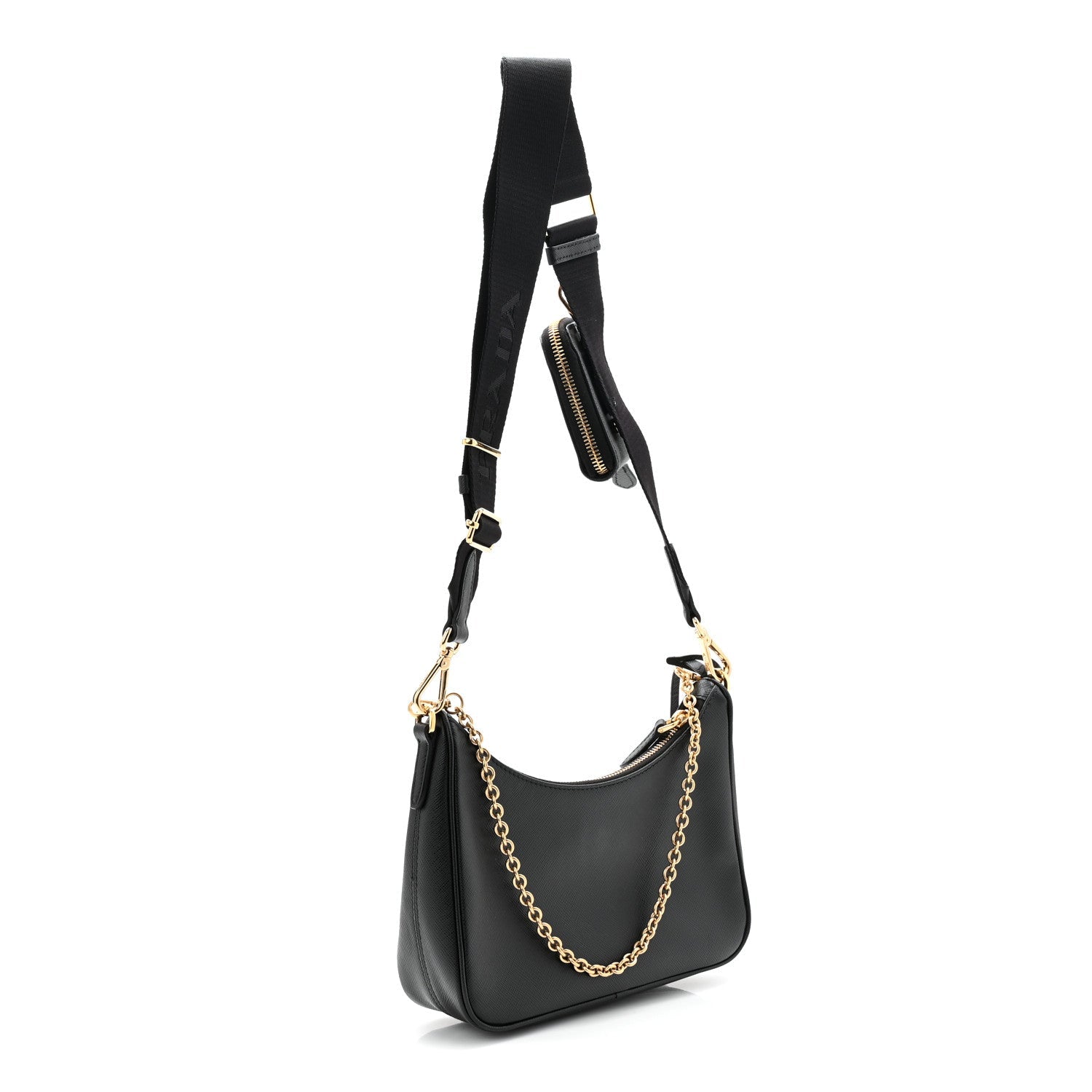 Prada Saffiano Lux Re-Edition 2005 Shoulder Bag Black