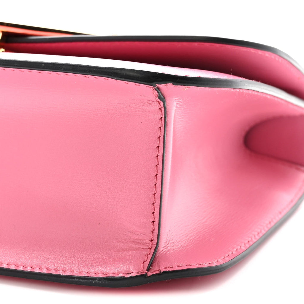 Prada Box Calfskin Triangle Embleme Flap Shoulder Bag Begonia