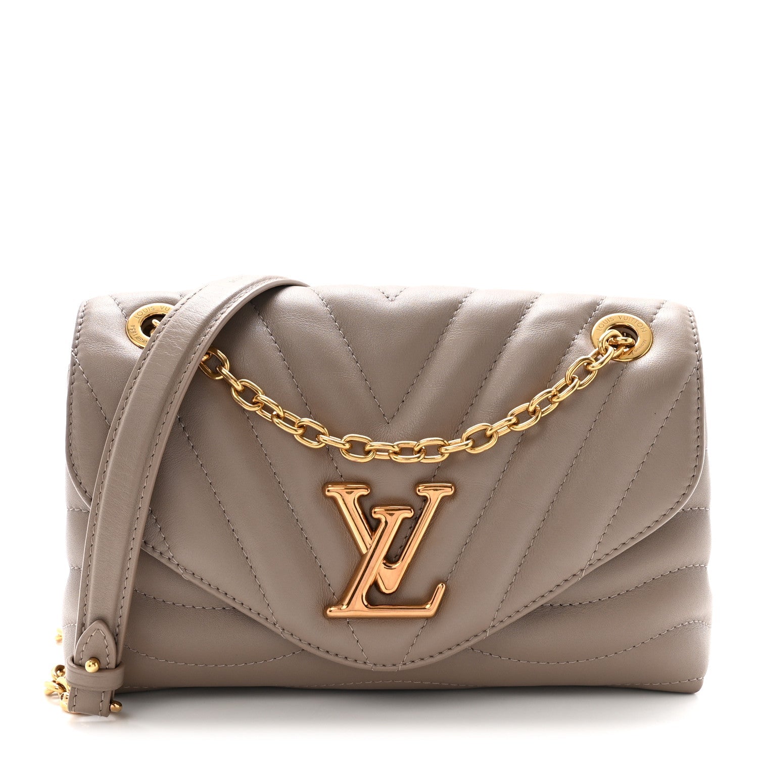 Louis Vuitton Calfskin LV New Wave Chain Bag Taupe