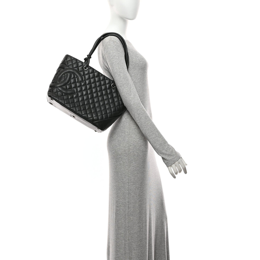 Chanel Calfskin Quilted Large Cambon Tote Black