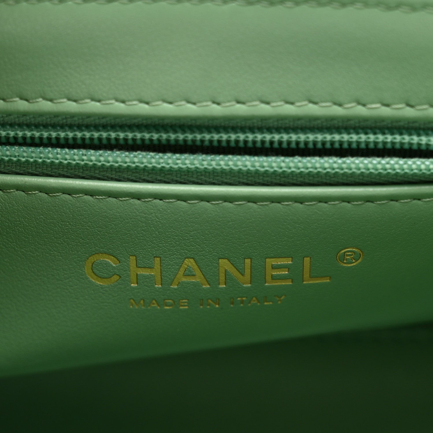 Chanel Shiny Aged Calfskin Quilted Nano Kelly Shopper Light Green
