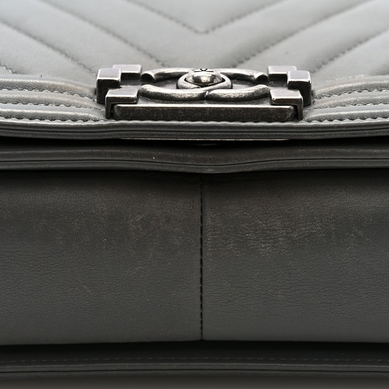 Chanel Lambskin Chevron Quilted Medium Boy Flap Grey