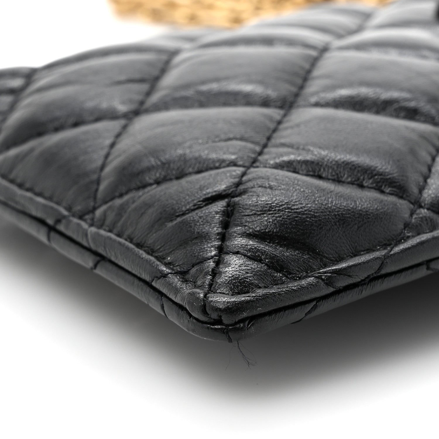 Chanel Aged Calfskin Quilted Reissue Phone Holder With Chain Bag Black