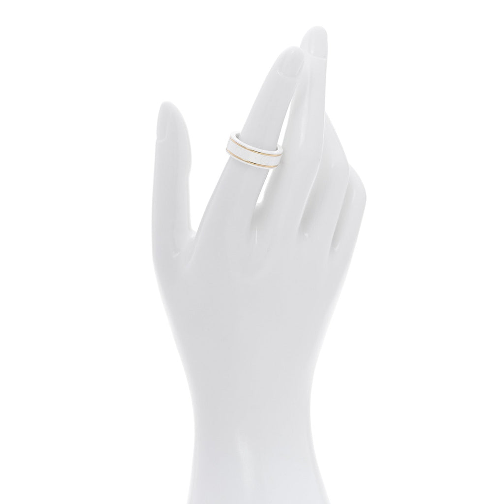 Gucci 18K Yellow Gold Zirconia 7mm Icon Band Ring 53 6.5 White
