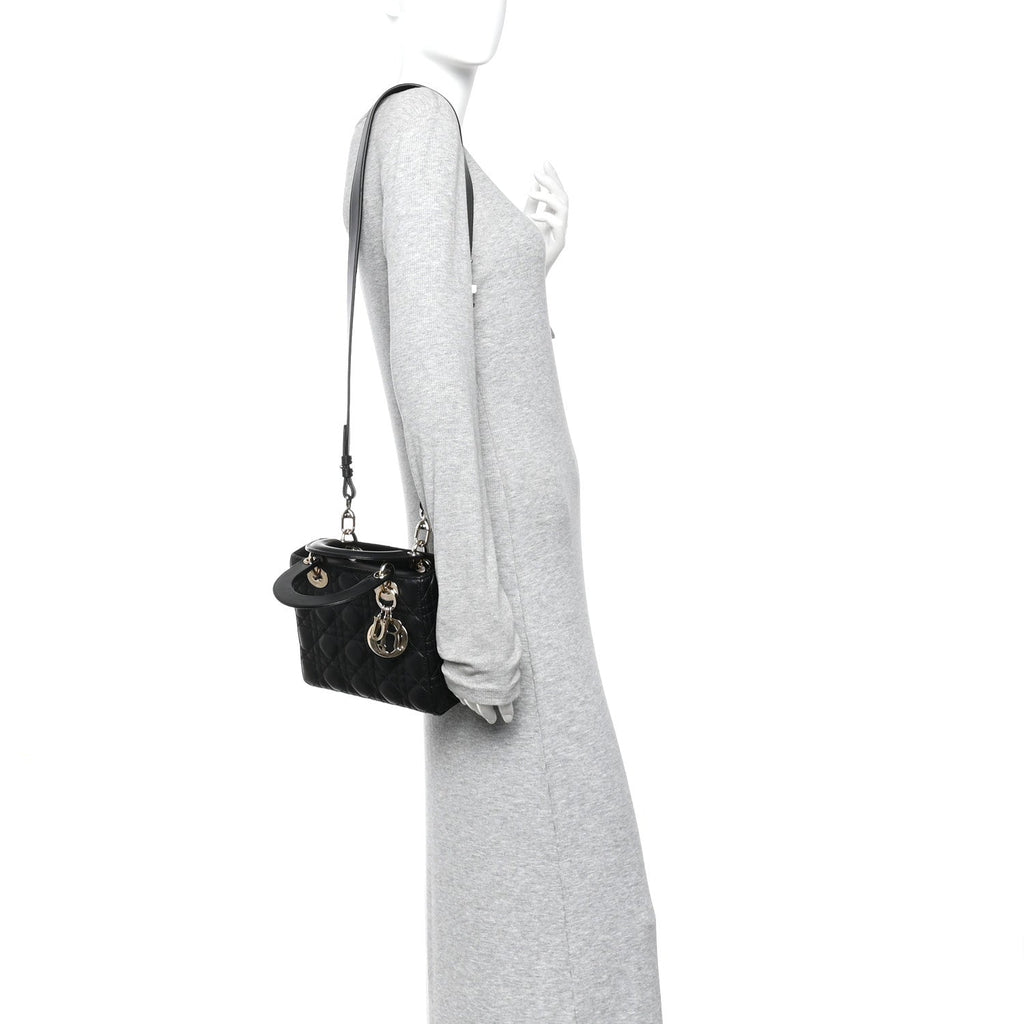 Christian Dior Lambskin Cannage Small My ABCDior Lady Dior Black