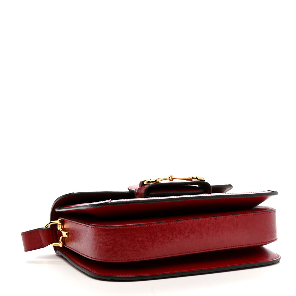 Gucci GG Supreme Monogram Azalea Calfskin Horsebit 1955 Shoulder Bag Beige Ebony New Cherry Red