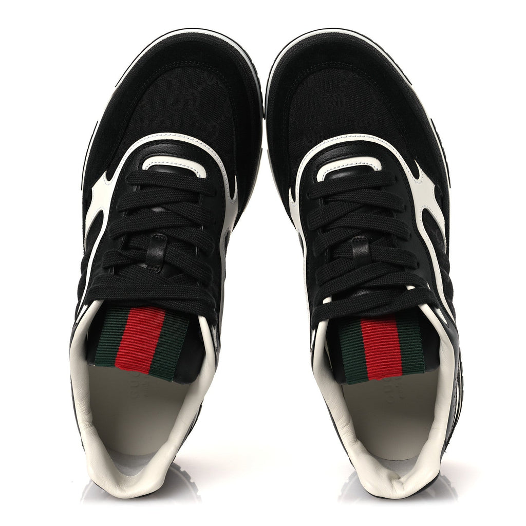 Gucci Calfskin Suede GG Monogram Re-Web Womens Sneakers 38 White Black