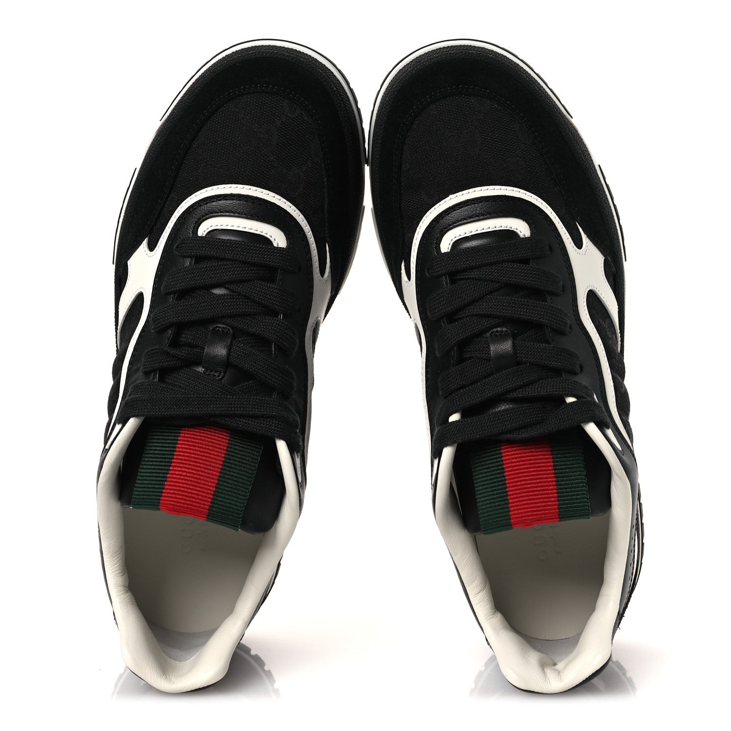 Gucci Calfskin Suede GG Monogram Re-Web Womens Sneakers 38 White Black
