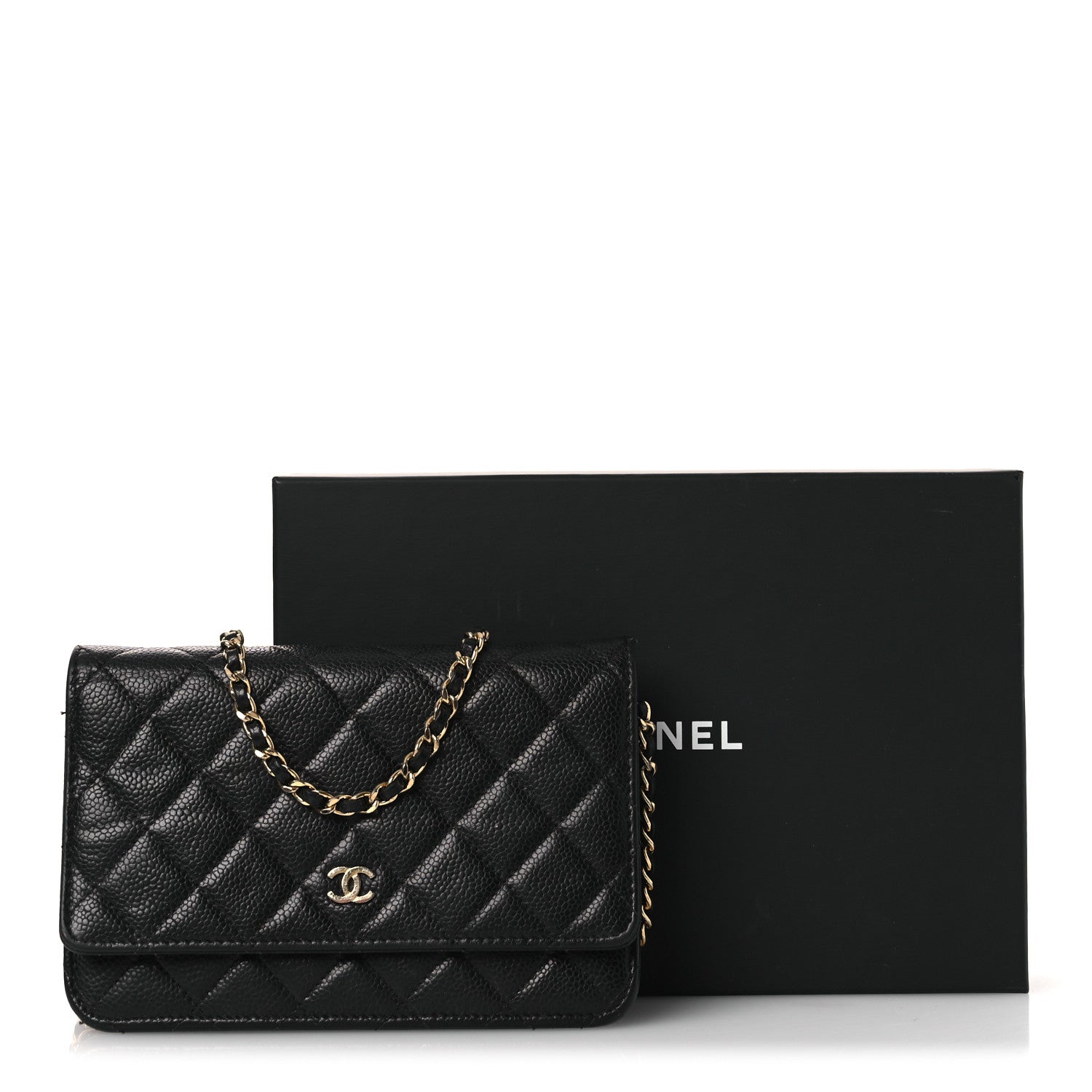 Chanel Caviar Quilted Wallet on Chain WOC Black