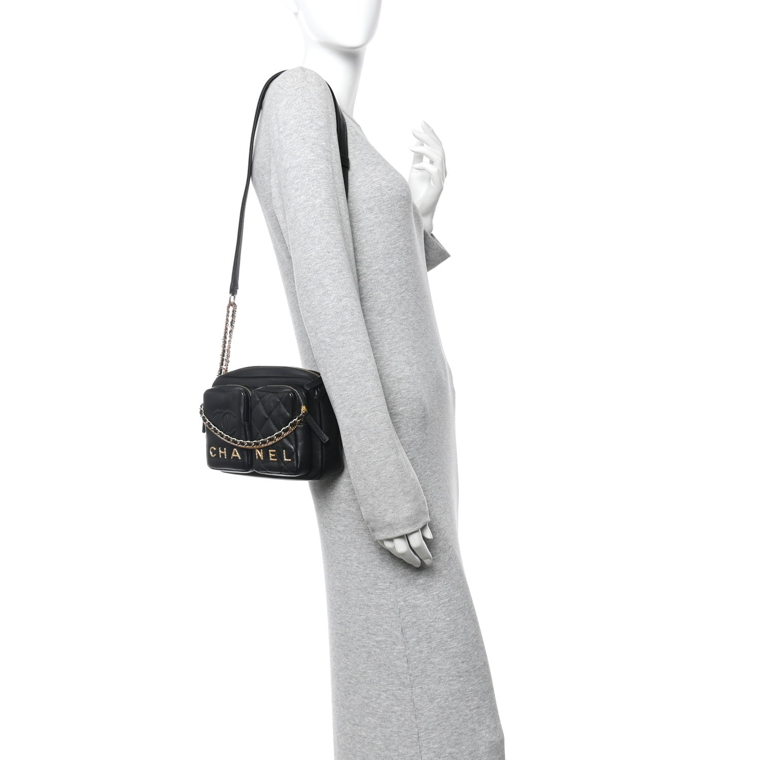 Chanel Calfskin Quilted Small Camera Case Black