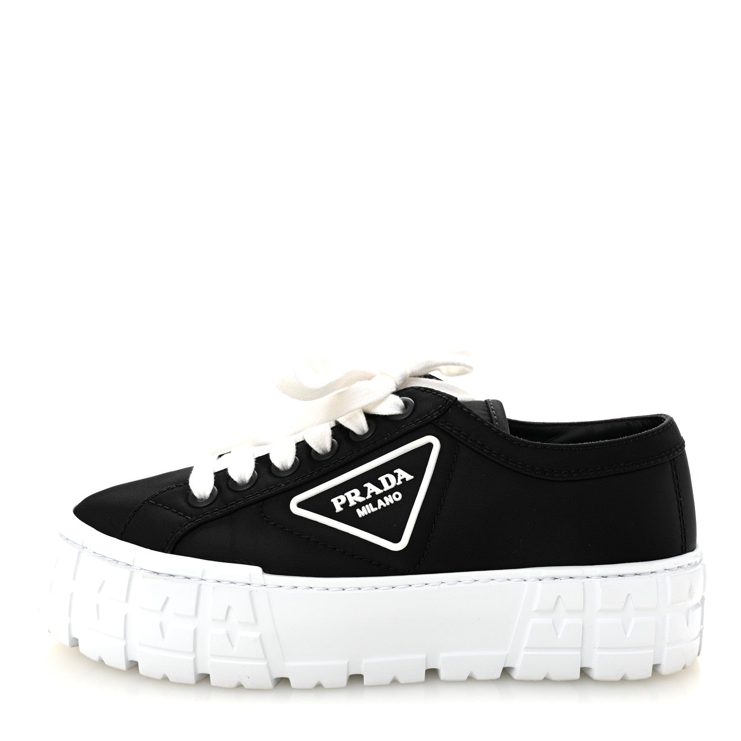 Prada Re-Nylon Gabardine Triangle Logo Double Wheel 50mm Sneakers 38 Black