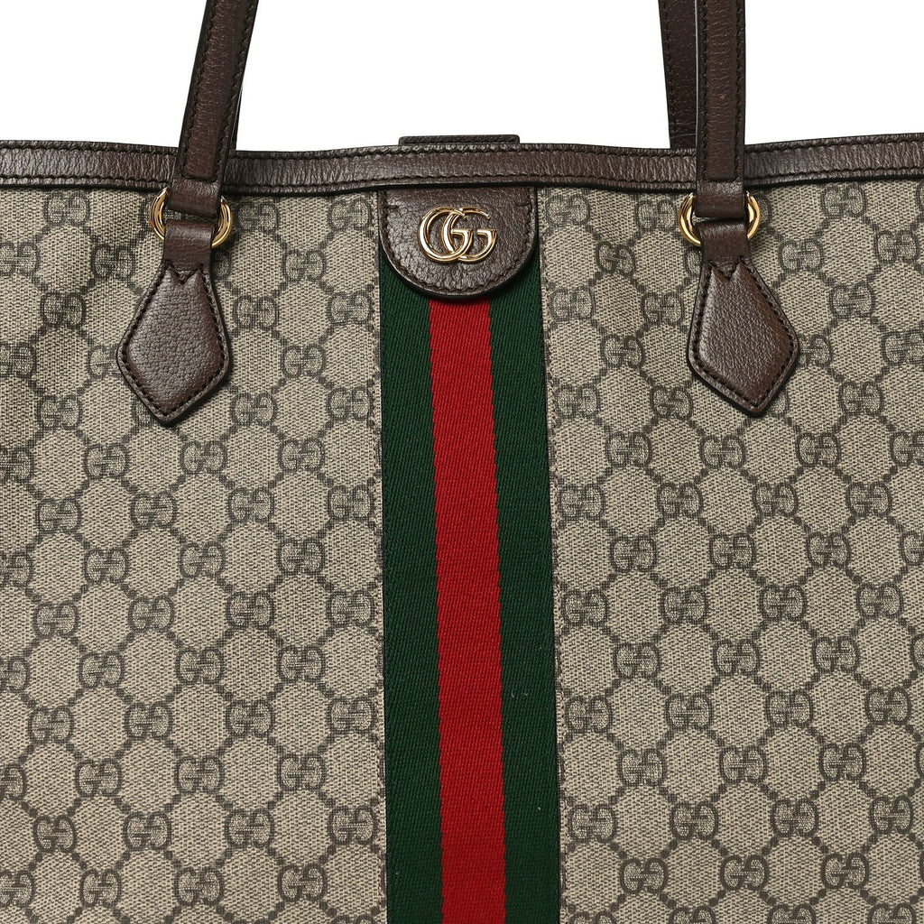 Gucci GG Supreme Monogram Medium Ophidia Shopping Tote Brown
