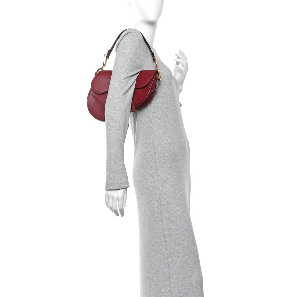 Christian Dior Grained Calfskin Saddle Bag Red