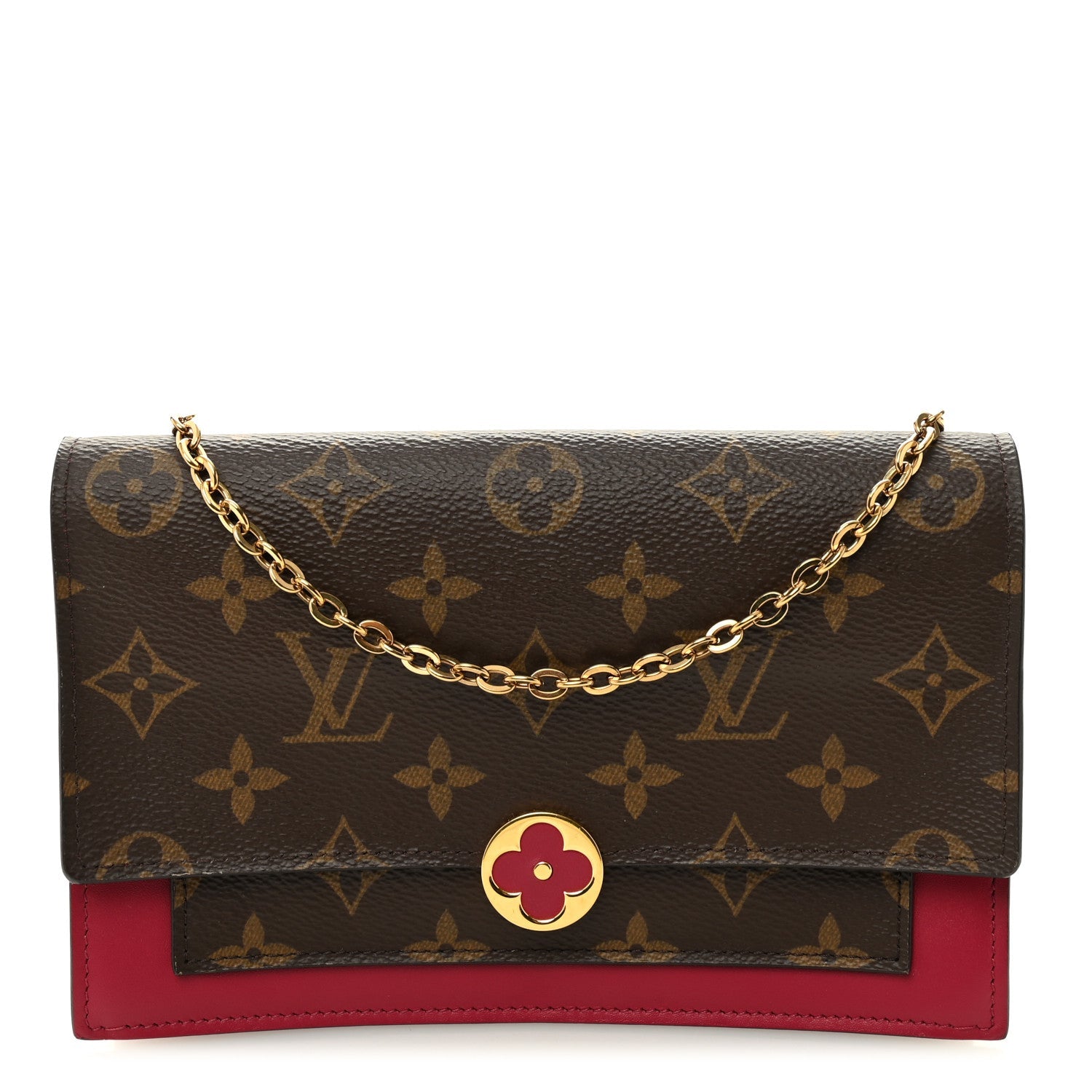 Louis Vuitton Monogram Flore Chain Wallet Fuchsia