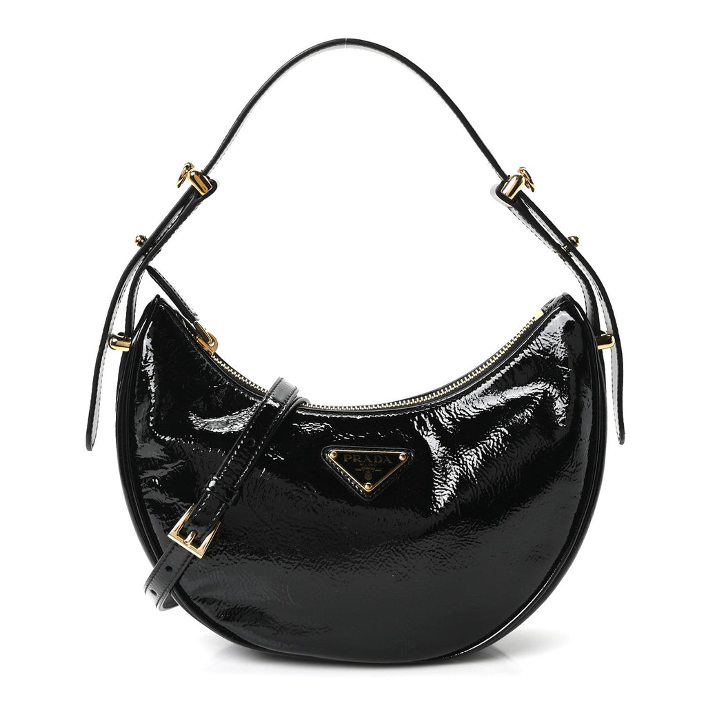 Prada Patent Naplak Arque Shoulder Bag Black