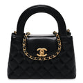 Chanel Shiny Aged Calfskin Quilted Nano Kelly Shopper Black