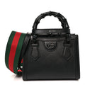 Gucci Textured Dollar Calfskin Web Monochrome Mini Diana Tote Bag Black