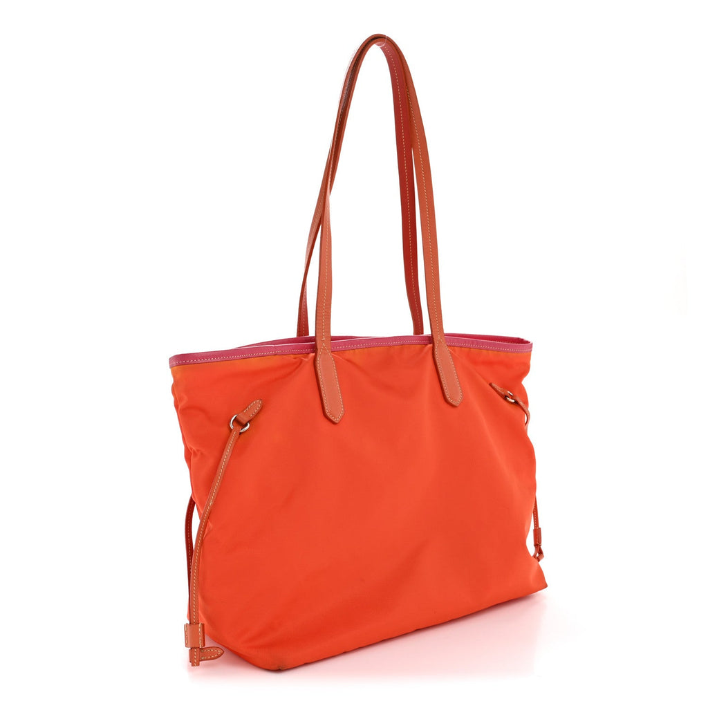 Prada Tessuto Nylon Saffiano Tote Papaya Ibisco