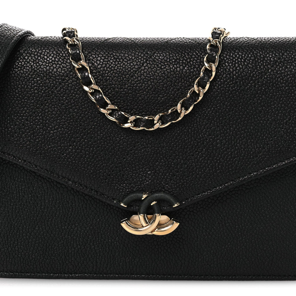 Chanel Grained Calfskin Quilted Cuba Wallet On Chain WOC Black